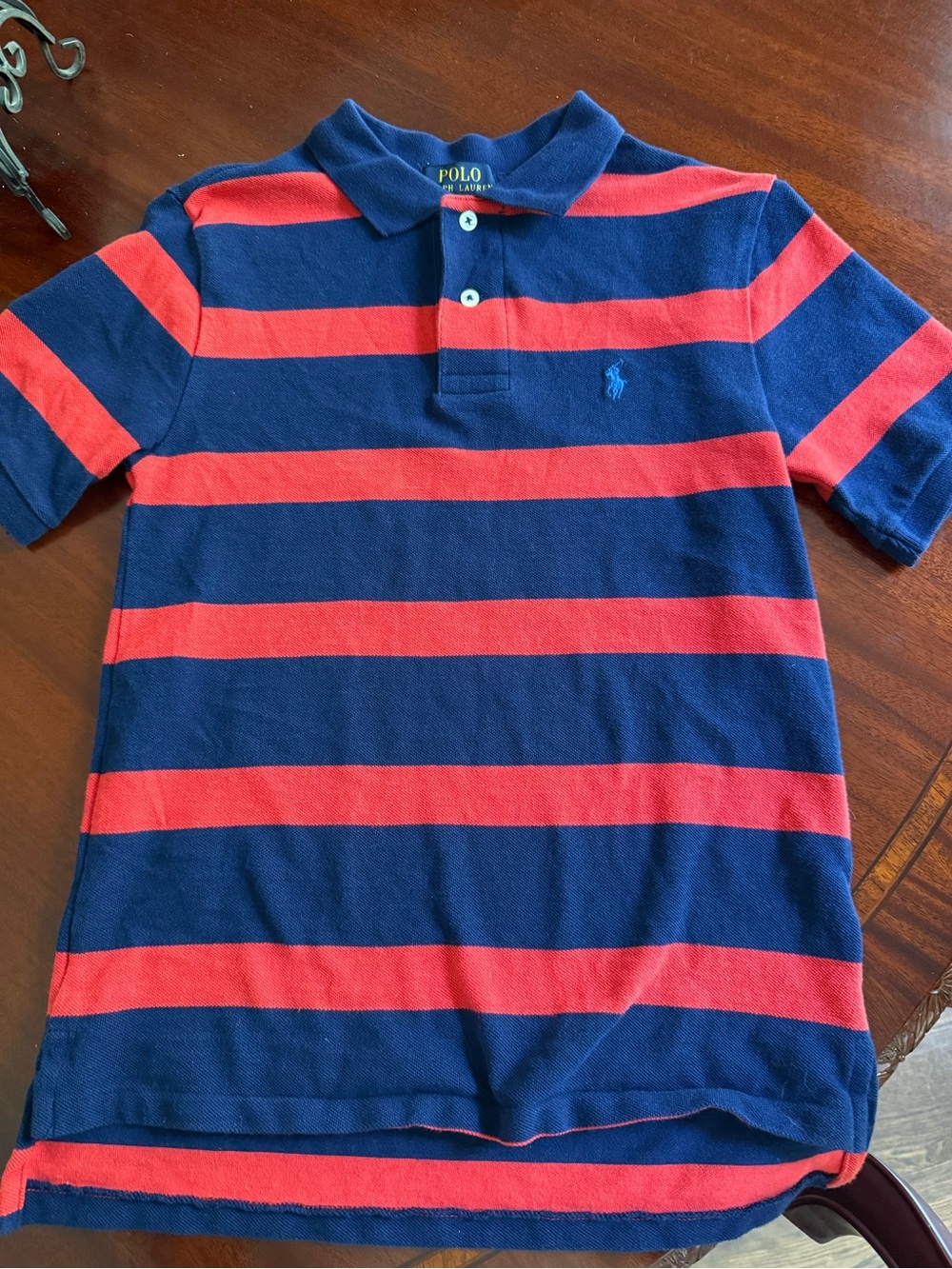 Polo by Ralph Lauren Navy & Red Striped Kids Polo Shirt